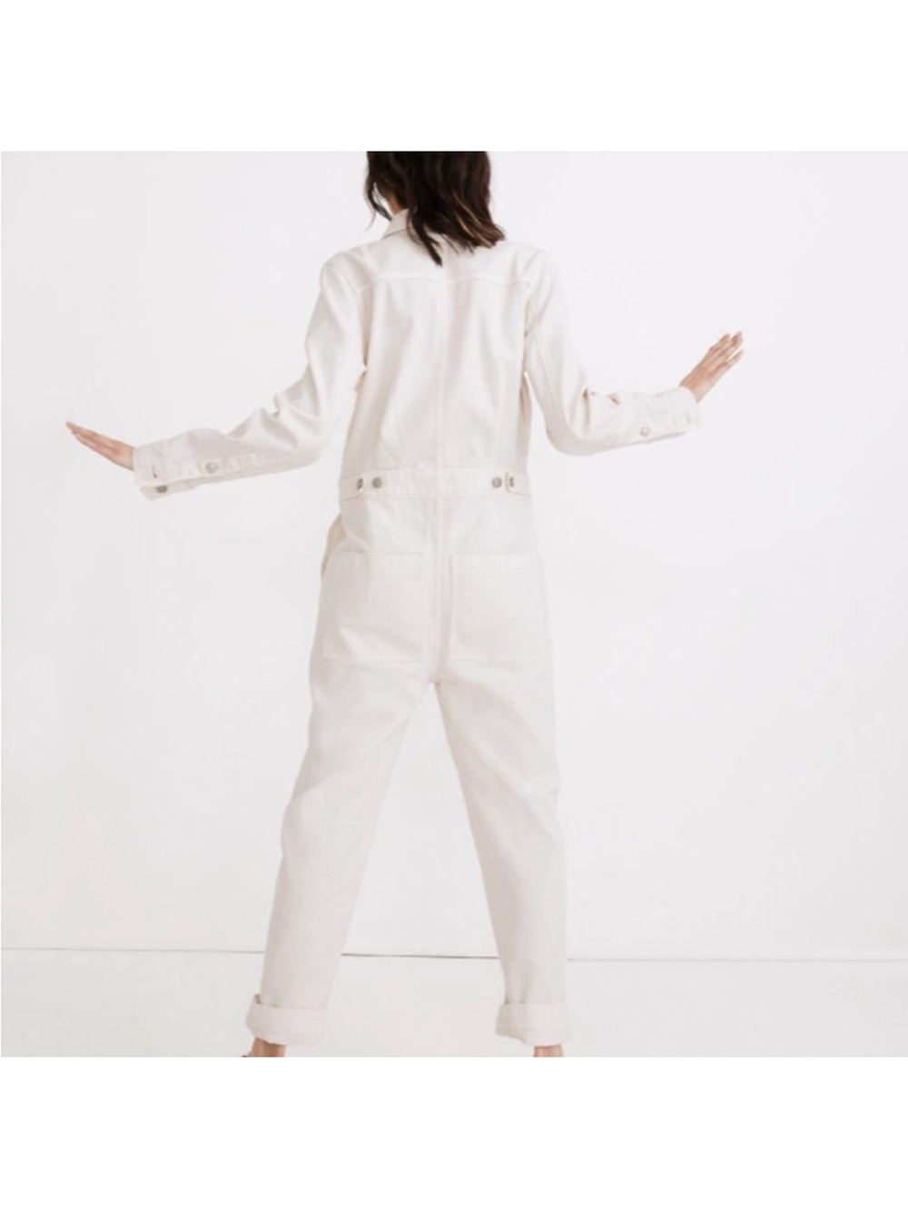 Madewell Garment Dyed Relaxed Coverall Jumpsuit In Antique Cream - Picture 16 of 16